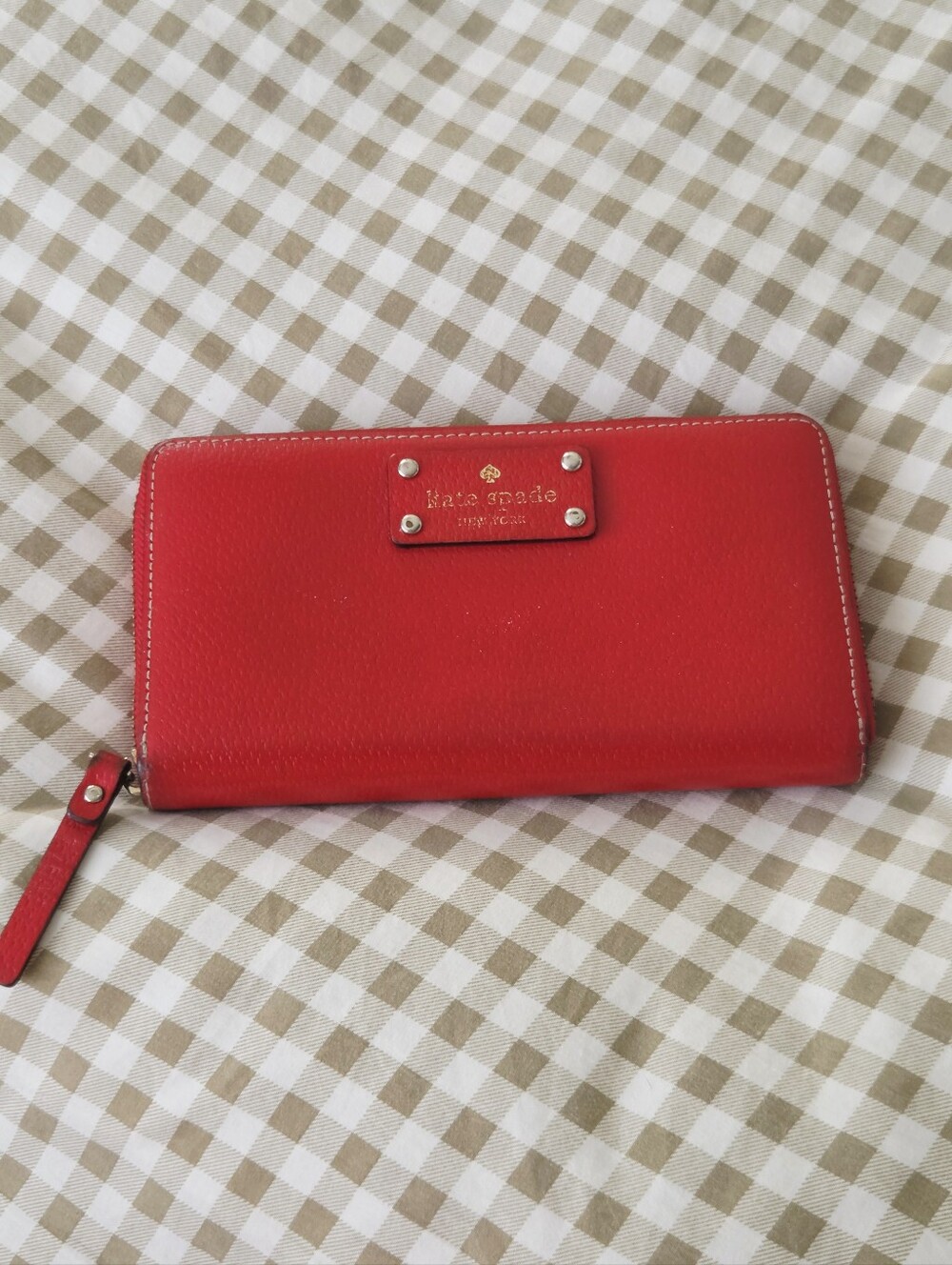 Kate Spade Wellesley Neda Red Pebbled Leather Zip-Around Wallet